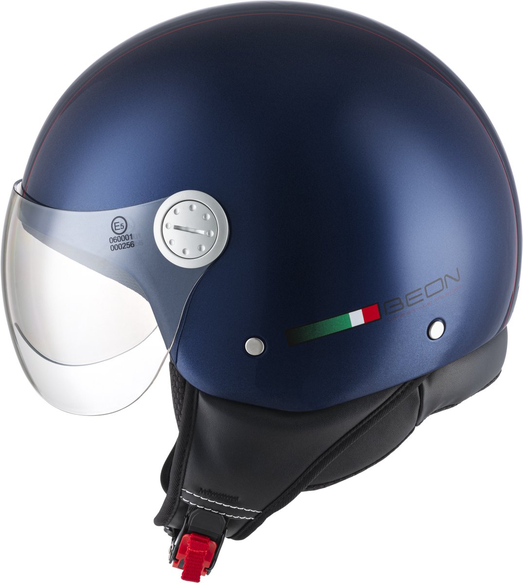 BEON Design Scooterhelm - Metallic Blauw - M - Jethelm met Vizier - Motorhelm - Geschikt voor Vespa, Scooter, Brommer, Motor en Snorfiets – foto 5