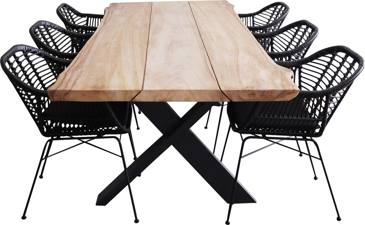 7-delige tuinset | 6 Oslo tuinstoelen Black | Pohon tuintafel