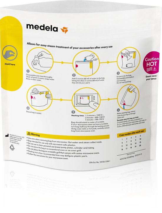 Medela Quick Clean™ Magnetron Sterilisatiezak - Veilige Desinfectie in 3 Min - Herbruikbaar tot 20 keer