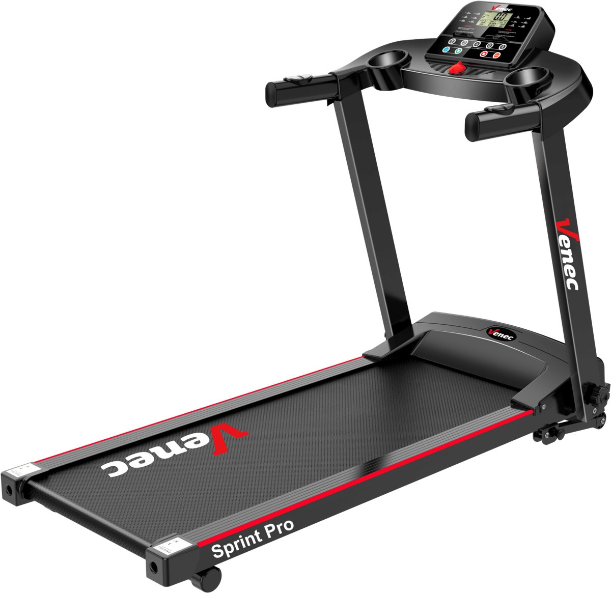 Afbeelding 3 van Venec Sprint Pro - Elektrische loopband inklapbaar met armleuningen - 1-12 km/u - LCD disyplay met 12 programma's - Hellingsfunctie - Incl. Flessen / Tablethouder - Bluetooth met speakers - Walkingpa