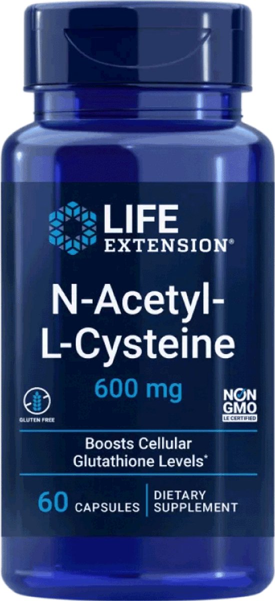 Goedkoopste Life Extension - N-Acetyl-L-Cysteine (NAC) - 600 mg - 60 Plantaardige Capsules - L-cysteïne Aminozuursupplement - Voedingssupplementen