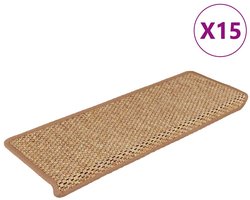 vidaXL Trapmatten - Zelfklevend - 15 stuks - Oranje Trapmatten - Antislip Matten - Geluidsisolerende Tapijten - Trappen Bekleden - Sisal Look