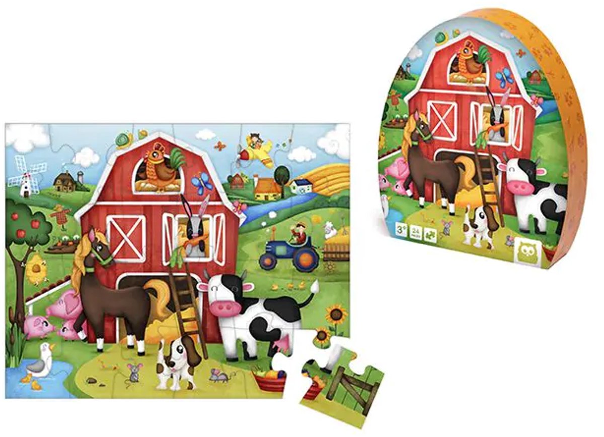 EurekaKids puzzel boerderij educatief karton speelgoed 24 stukjes.