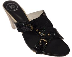HORNETby Botticelli- LUXE MUILTJE -HOUTLOOK HAKJE- STUDS OP LEER- SIZE 39