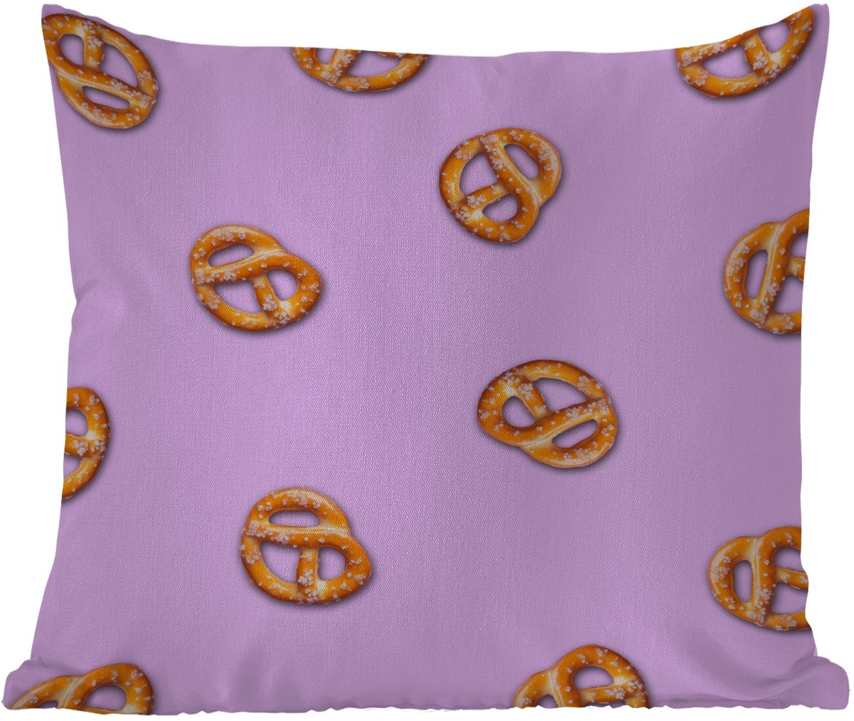 Sierkussen Buiten - Pretzels - Eten - Paars - 60x60 cm - Weerbestendig