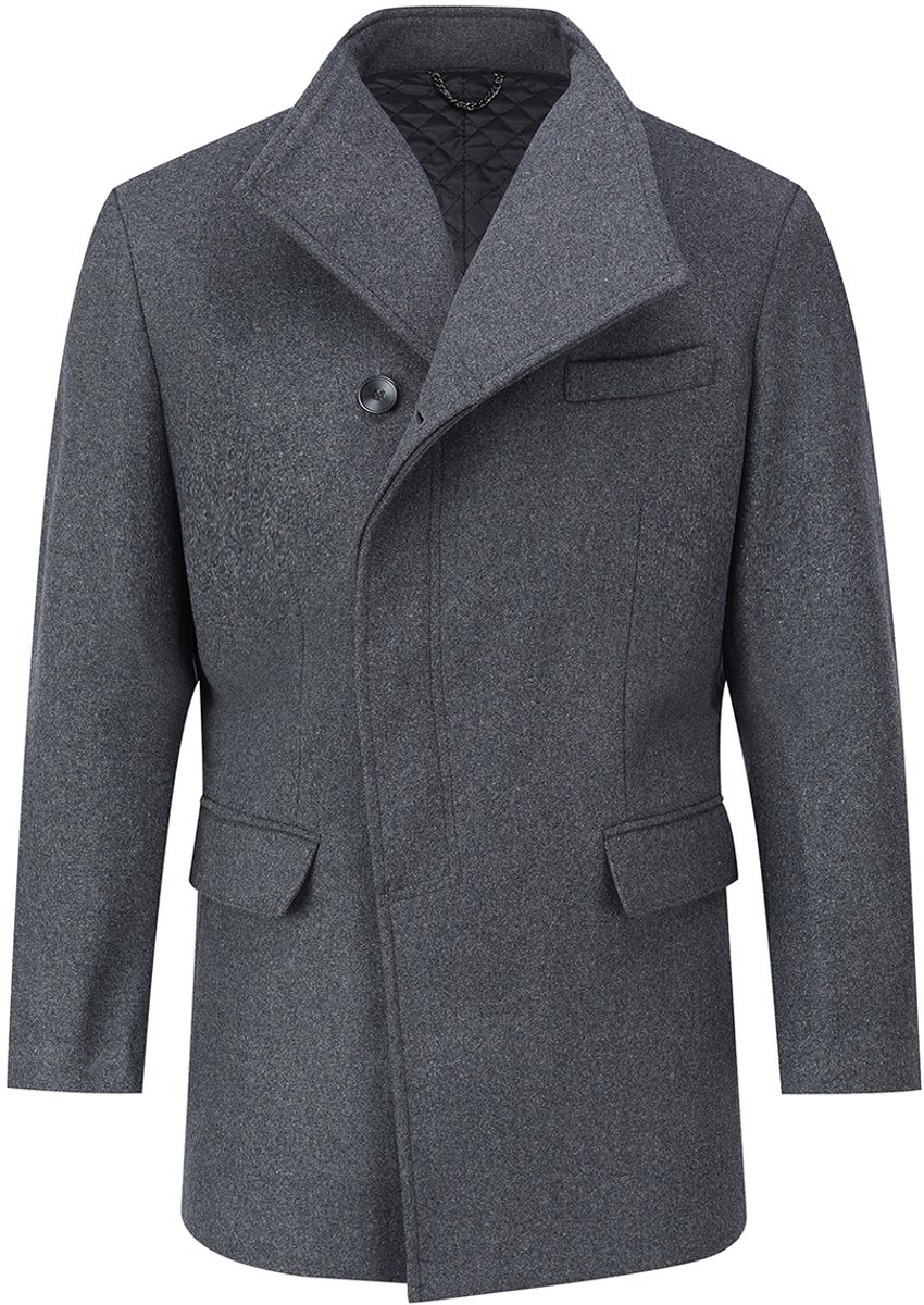 ALLTHEMEN Heren Lange Mantel Wollen Winterjas - Slim Fit Jas - XS