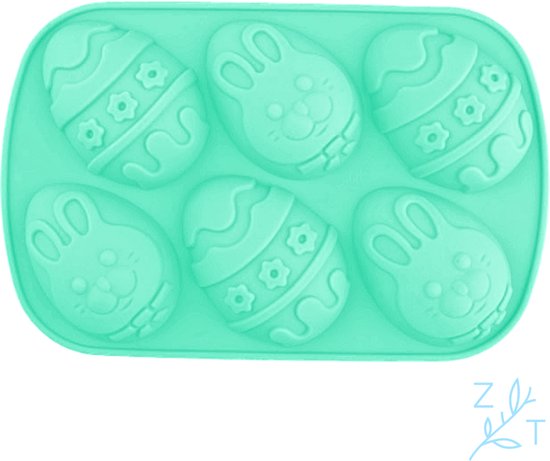 ZijTak - Paasei silicone mal - Chocoladevorm - Paasvorm - Paaseivorm - Chocolade moule - Bakvorm - Groen - Pasen - Chocolade vorm - Cake - Gebak - Siliconen - Dessert - Herbruikbaar