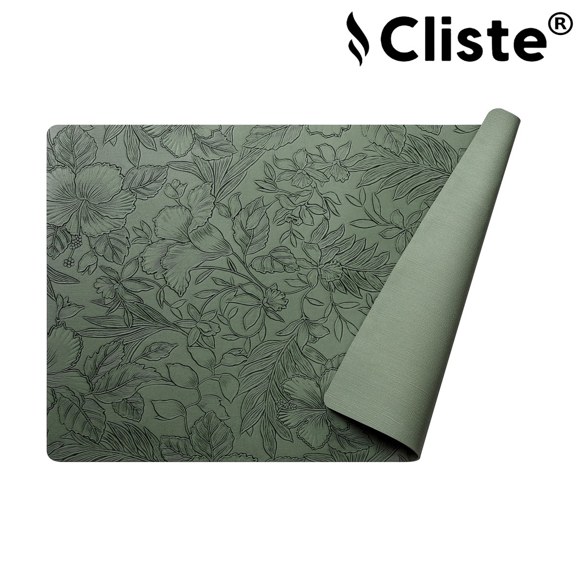 Cliste Groene Leren Placemats Set van 6 - Bladerenprint - Afwasbaar & Waterafstotend - Hittebestendig - Luxe Tafeldecoratie - 45x30cm — cadeau in Wonen & Interieur - foto 4
