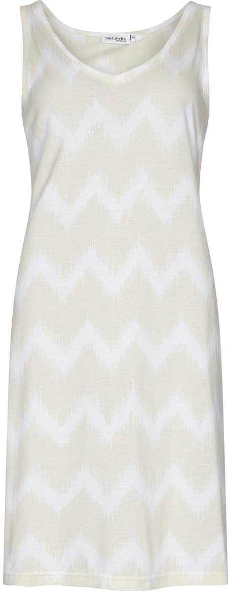 Pastunette Dames Nachthemd Pastunette Premium - Sketchy Waves - Mouwloos - Katoen/Modal Beige