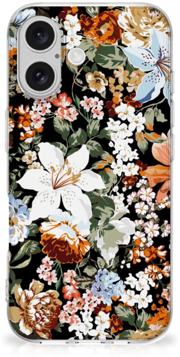 TPU Case voor iPhone 16 plus Dark Flowers