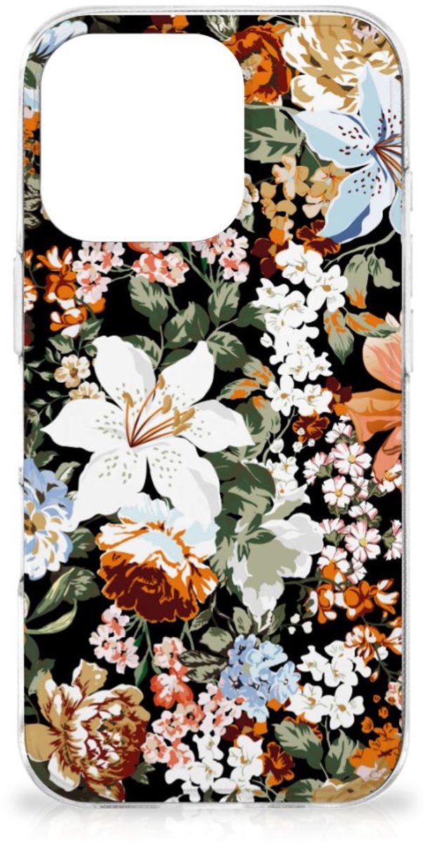 TPU Case voor iPhone 16 Pro Dark Flowers