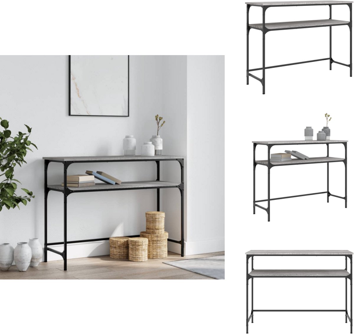 vidaXL salontafelset 102x55,5x40 cm spaanplaat betongrijs