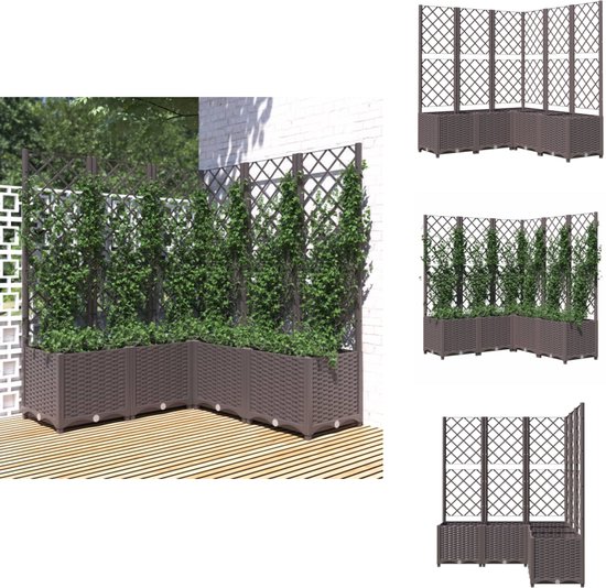vidaXL - Plantenbak - met - latwerk - 120x120x136 - cm - polypropeen - bruin