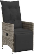 vidaXL Chaise de jardin réglable avec coussins en résine tressée grise - Chaise de jardin - Chaises de jardin - Chaise de Jardin - Chaise de patio