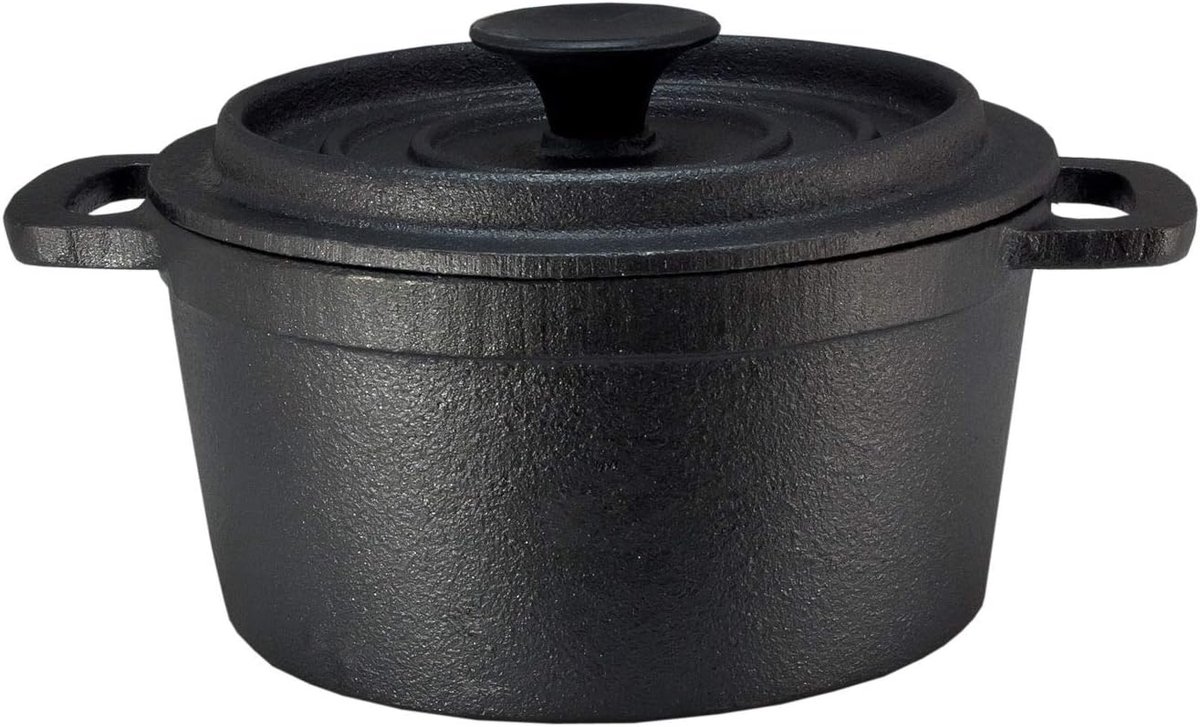 Gietijzeren pan met deksel 14 cm - ideale kookpan voor grillen en stoven
