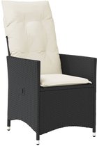 Chaise de jardin vidaXL - Chaises de jardin - Chaise de Jardin - Chaise de patio - Chaise de jardin réglable avec coussins en résine tressée noire