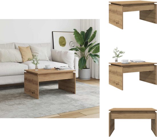 vidaXL - Salontafel - 68x50x38 - cm - bewerkt - hout - artisanaal - eikenkleur