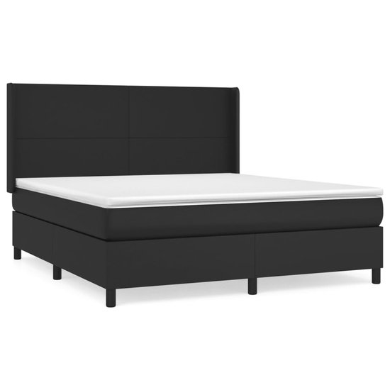 vidaXL Boxspring avec matelas Simili cuir Noir 160x200 cm - Boxspring - Sommiers - Lit - Meubles de couchage