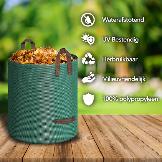 Sac à déchets de jardin Brixy - Pliable - Sac de jardin robuste - Déchets de jardin - Set de 2 x 280 L - Étanche - Sac à feuilles - Vert