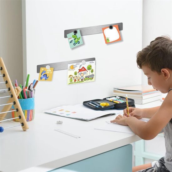 STALFORM 3 x Magneetbord Zwart 80x22 cm Roestvrij Staal Prikbord Magnetisch Groot Keuken, Kantoor, Kinderkamer