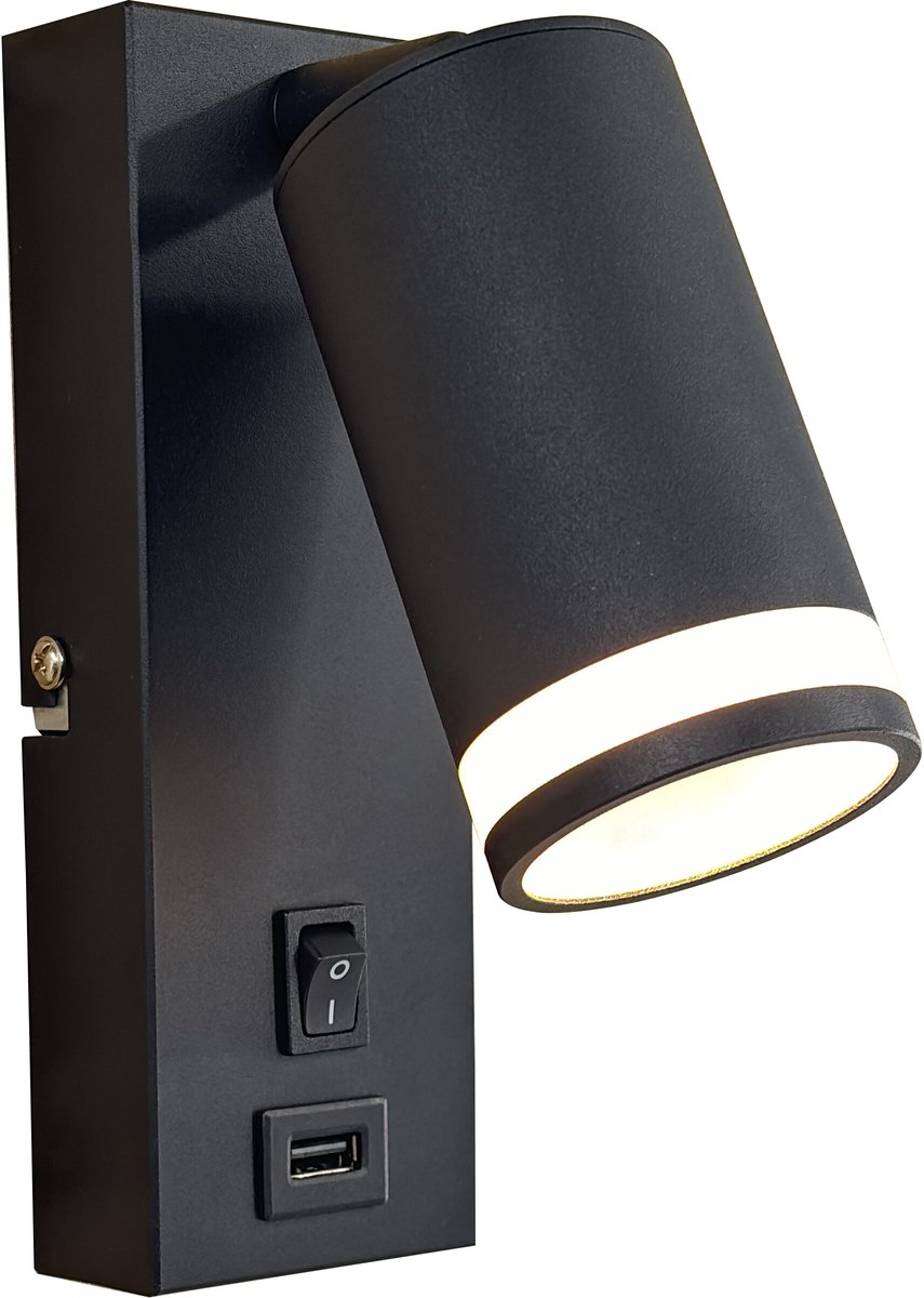 Olucia - TARA - Wandlamp - Zwart - Vorm: Cilinder