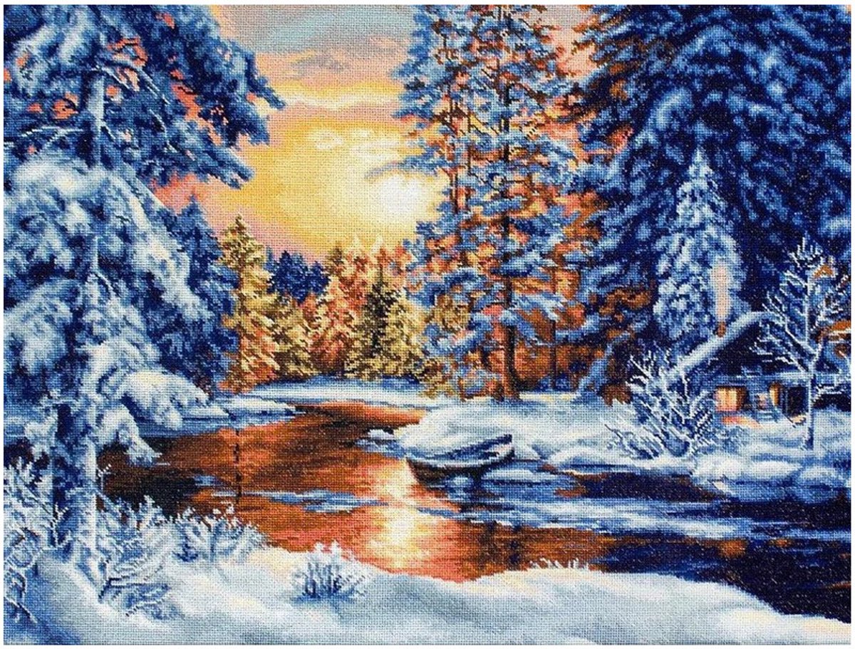 Borduurpakket Luca-S - WINTER LANDSCAPE - winterlandschap - B477 - telpatroon om zelf te borduren