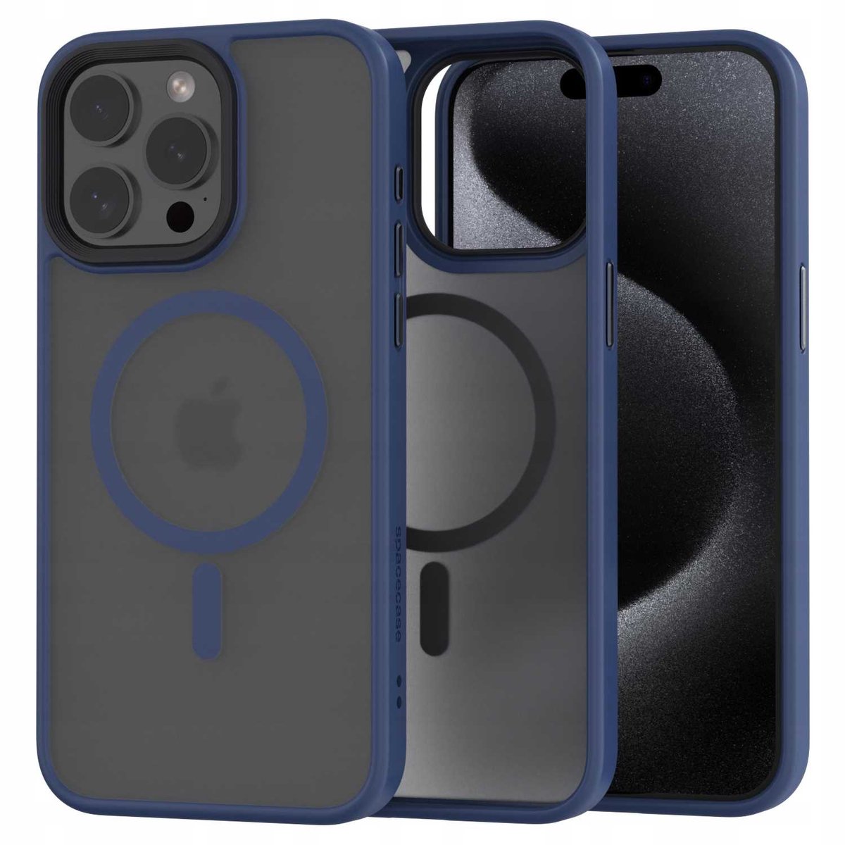 Spacecase Hybride Case Voor Iphone 15 Pro Max Donkerblauw