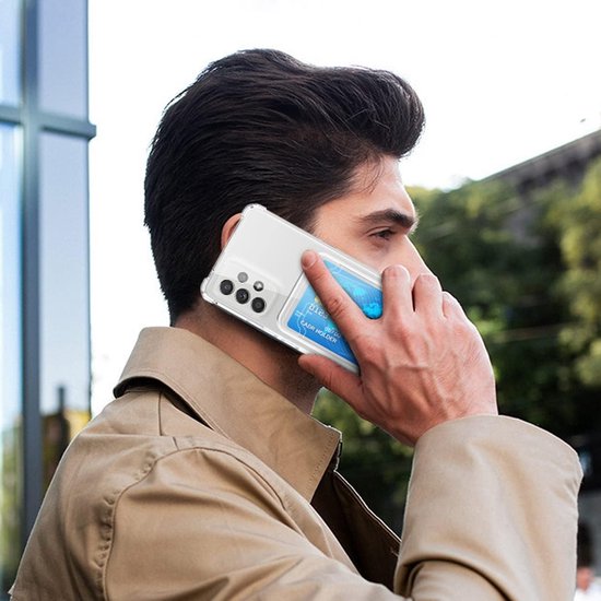 Étui en TPU antichoc avec porte-cartes pour Samsung Galaxy A35 - Transparent - Étui avec porte-cartes arrière