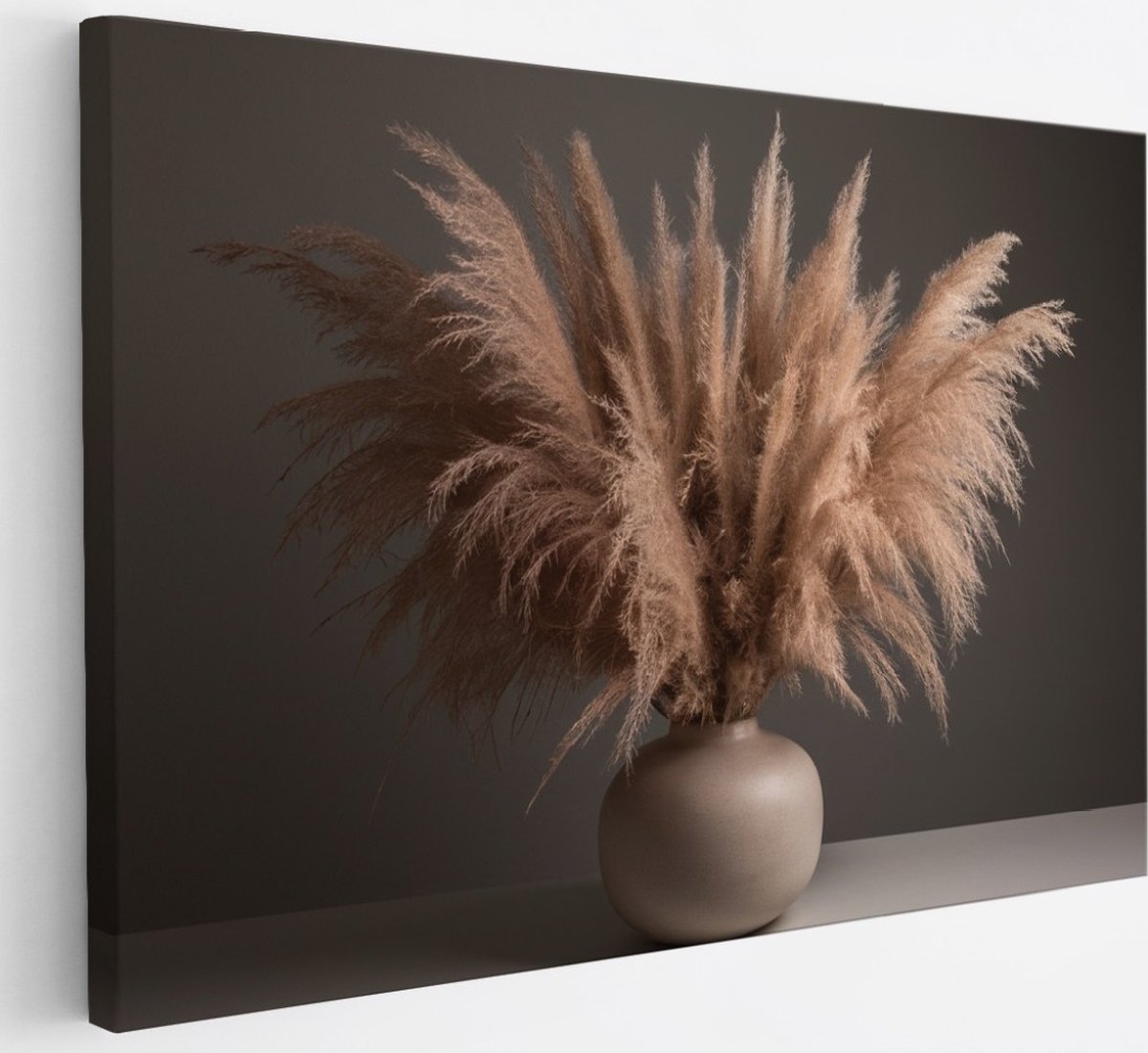 Saammp Canvas Schilderij - Pluimen in een vaas - Bloemen - Natuur - 30x20 - Foto op canvas - Wanddecoratie - Muurdecoratie Woonkamer - Kantoor Decoratie Multicolor