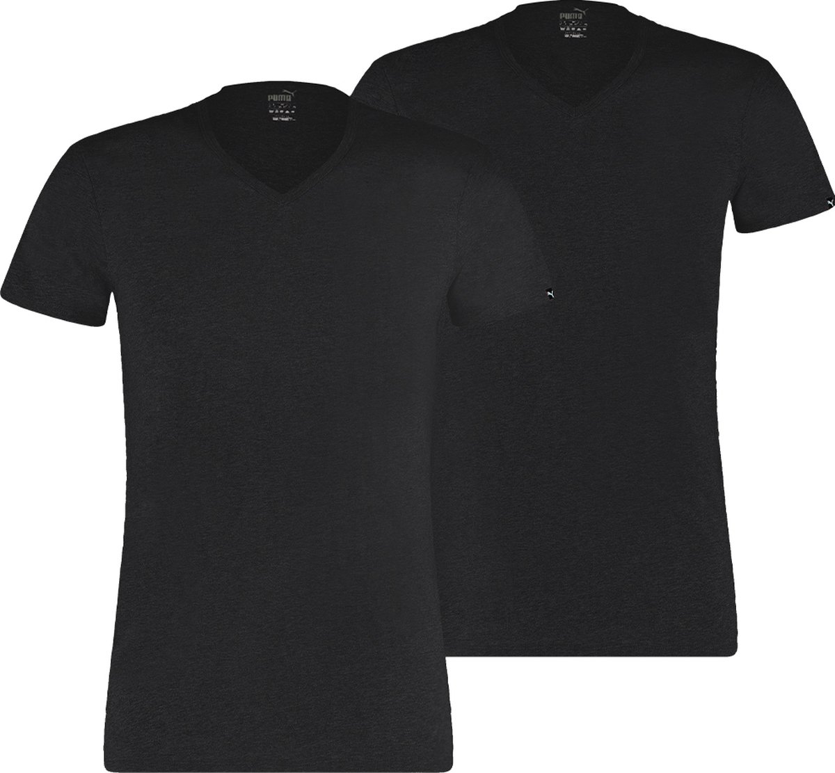 Puma 4-Pack Katoenen T-shirts V-hals Pasvorm Heren – M 701235921 Zwart