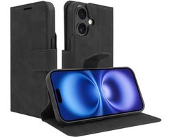 Just in Case hoesje geschikt voor iPhone 16 Hoesje met Pasjeshouder - Premium Bookcase - Zwart