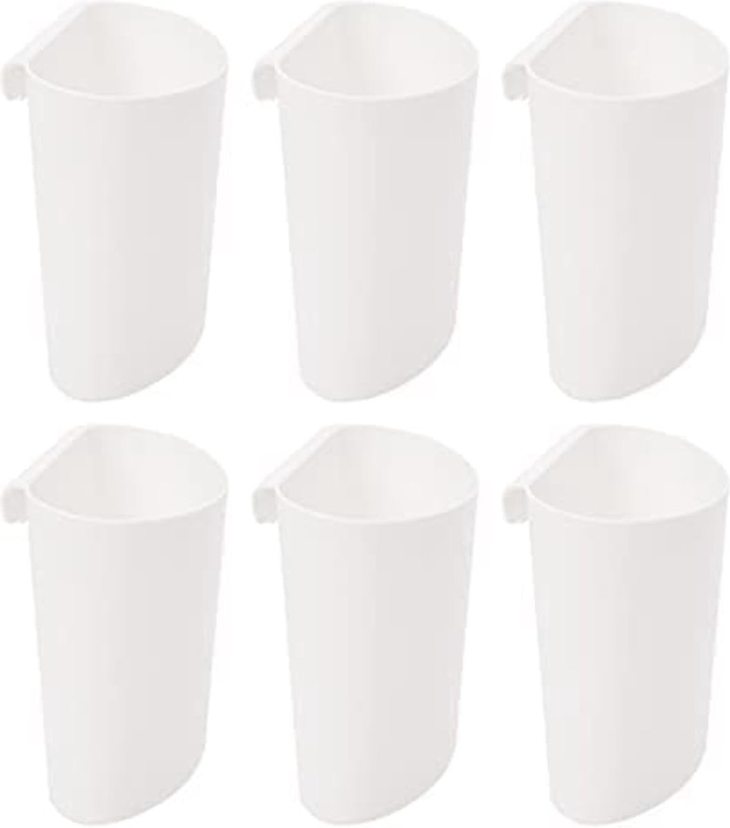 Selbro ® Multifunctionele Hangende Opbergcontainers voor Keuken en Kantoor, Set van 6 Stuks, Wit