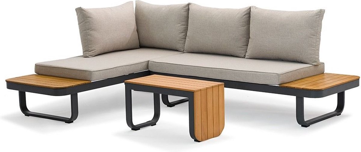 SenS-Line Samos multifunctionele loungeset - Taupe - Aluminium en acacia hout
