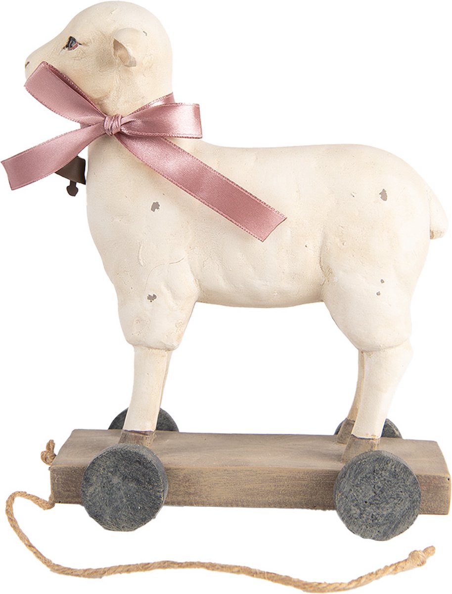 Clayre & Eef Decoratie Beeld Schaap 17x9x20 cm Beige Kunststof