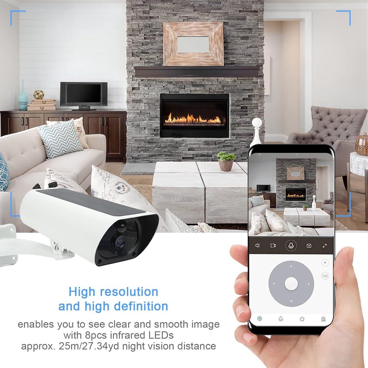 Slimme bewakingscamera met nachtzicht en PIR bewegingsdetectie - 1080P 2MP - 2-weg audio - IP67 waterdicht - oplaadbare batterij - voor binnenshuis - 2.4GHz WiFi - wit .
