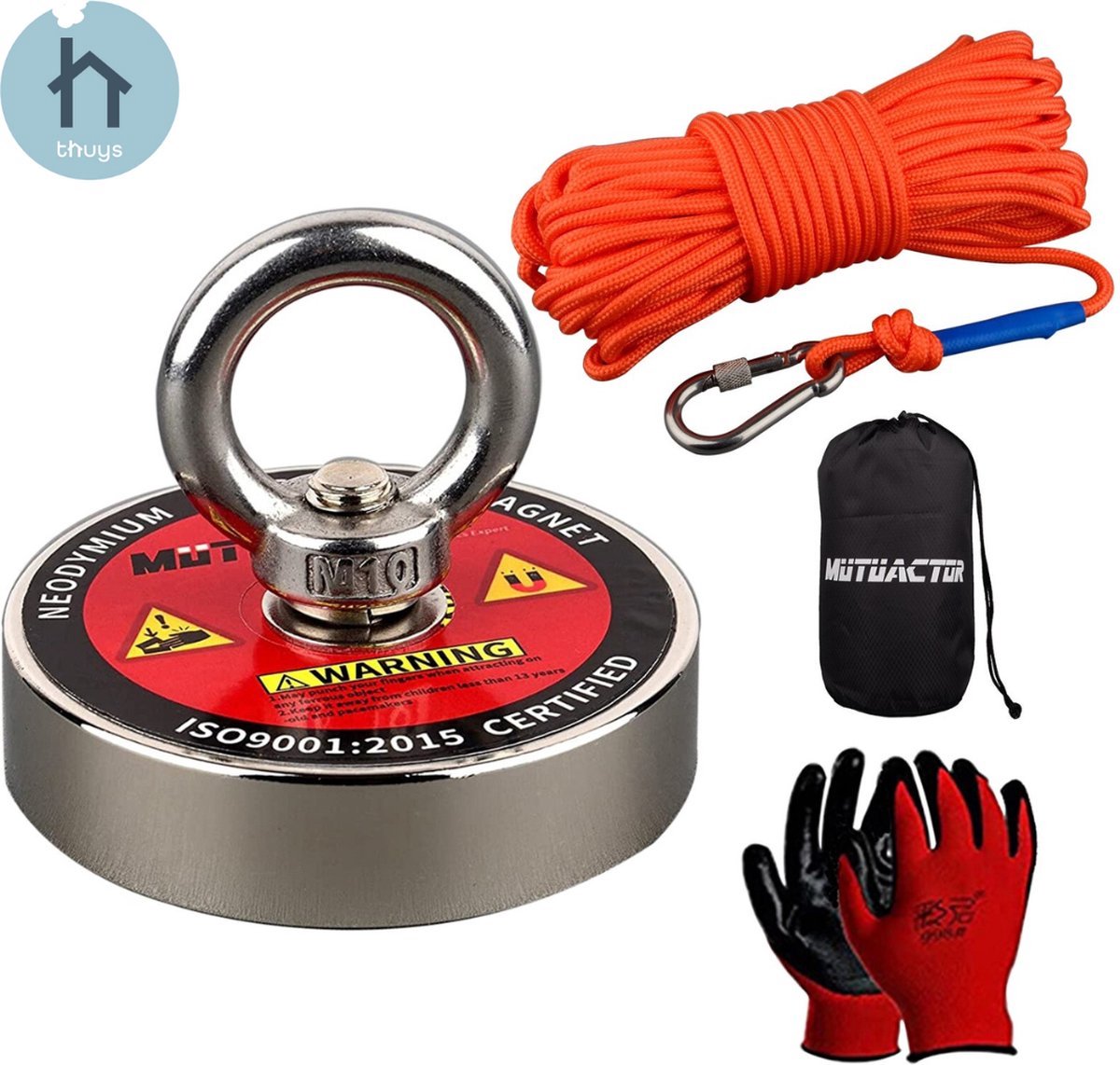 OxyFlowzy® - Magneetvissen - Magneetvissen Starterspakket - Vismagneet Set - Magneetvissen 300kg - Inclusief Touw en Handschoenen