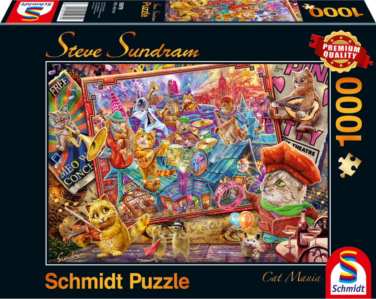 Schmidt puzzel Legpuzzel 1 stuk(s) Kunst katten poezen poes 1000 stukjes