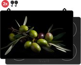 KitchyMist Inductie Beschermer 80x52 cm - Groene Olijven - Kookplaat Beschermer - Afdekplaat voor Kookplaat - Inductie Mat - Spatscherm Achterwand Keuken