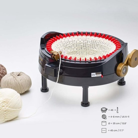 JAMIT Breimachine 48 naalden, handmatige breimachines voor volwassenen en beginners, breiweefgetouw haakmachine breibord roterende dubbele slimme weefgetouwmachine voor sokken, hoed, sjaal