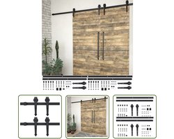 vidaXL Schuifdeurkasten - Schuifdeur Systeem - Hardwaresets voor schuifdeuren 2 st 200 cm staal zwart - Hardware Sets - Schuifdeuren - Wandmontage