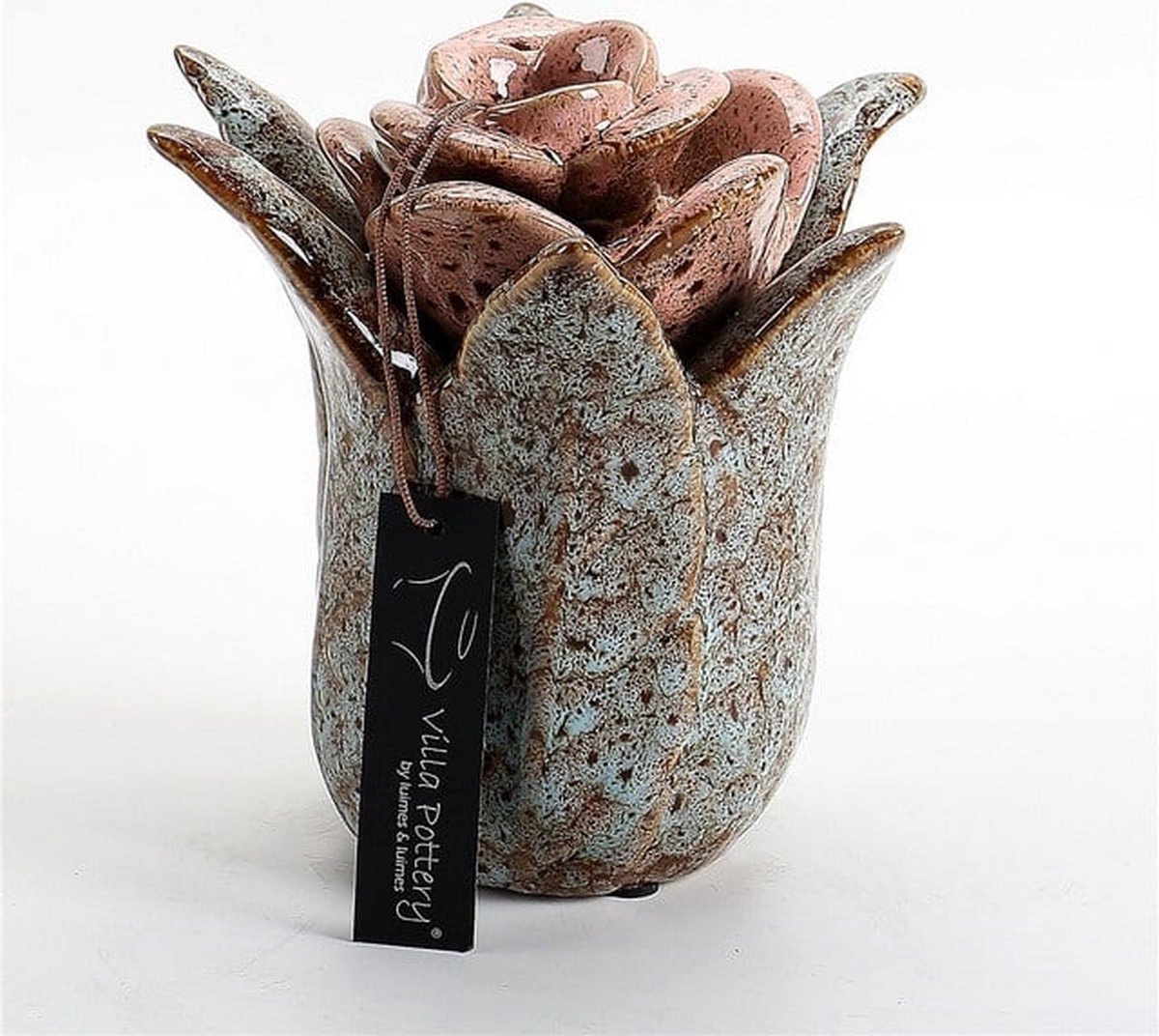 Villa Pottery Lilou vaas Licht Blauw Roze 21 x 20.5 x 21