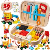 Gereedschapskist Speelgoed 57pcs - Werkbank speelgoed - Gereedschap Kinderen Speelgoed - Houten Speelgoed Duurzaam