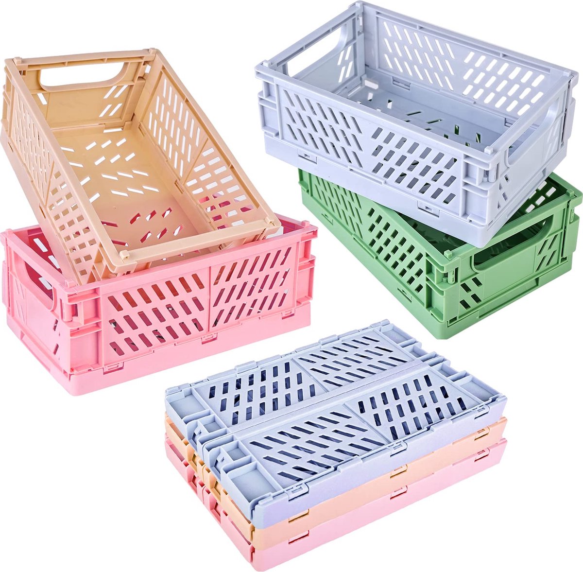 La'Moussawi ® Compacte Opvouwbare Opslagmanden Set van 7 Stuks voor Diverse Gebruiken