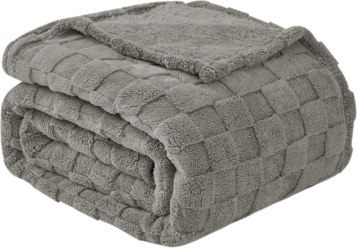 VELTRR® Fleece Deken - Zachte Plaid - Warmtedeken - 130x150cm - Grijs