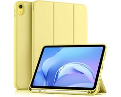 Casemania Hoes Geschikt voor Apple iPad 2025 (A16) & 2022 10e Gen - Geel - Smart Cover met Pencil Slot Uitsparing