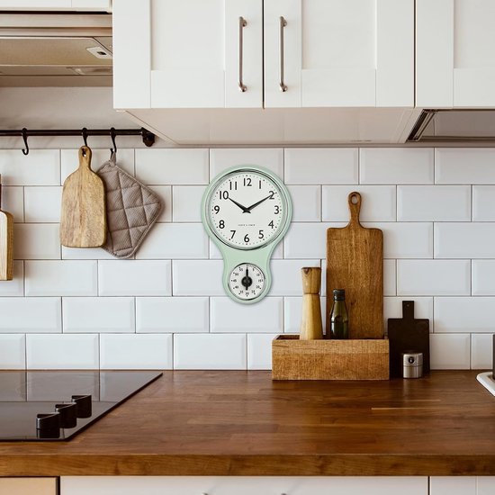 Wandklok Retro met timer (wit
