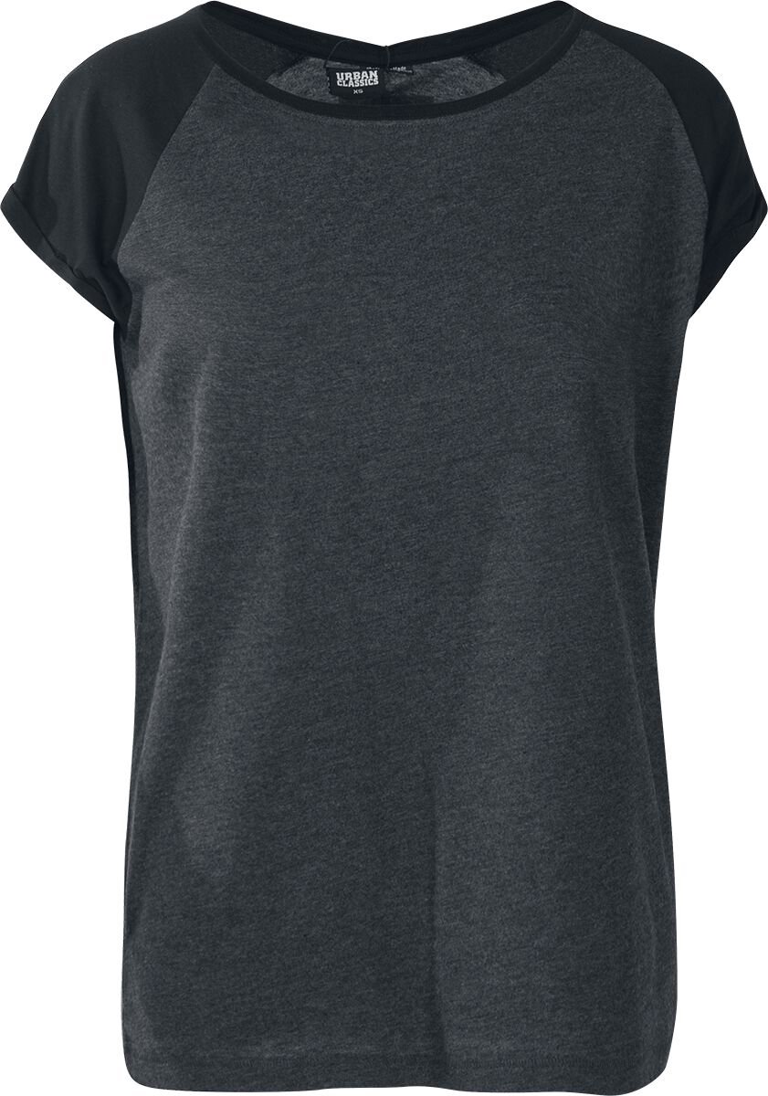 Urban Classics Contrast Raglan Tee Dames T-shirt houtskool/ XL Zwart