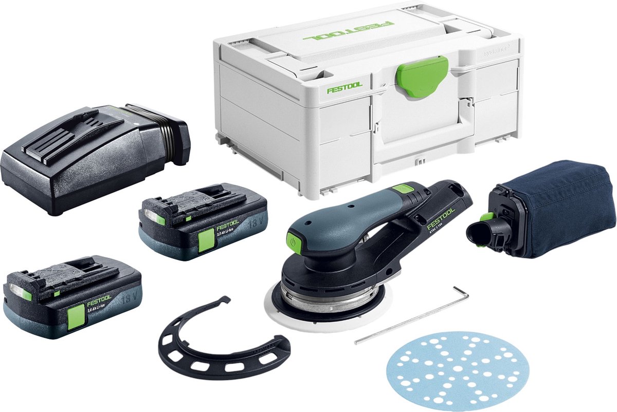 Festool ETSC 2 150-Basic accu excenterschuurmachine 18 V 150 mm borstelloos + 2x accu 3.0 Ah + lader + systainer