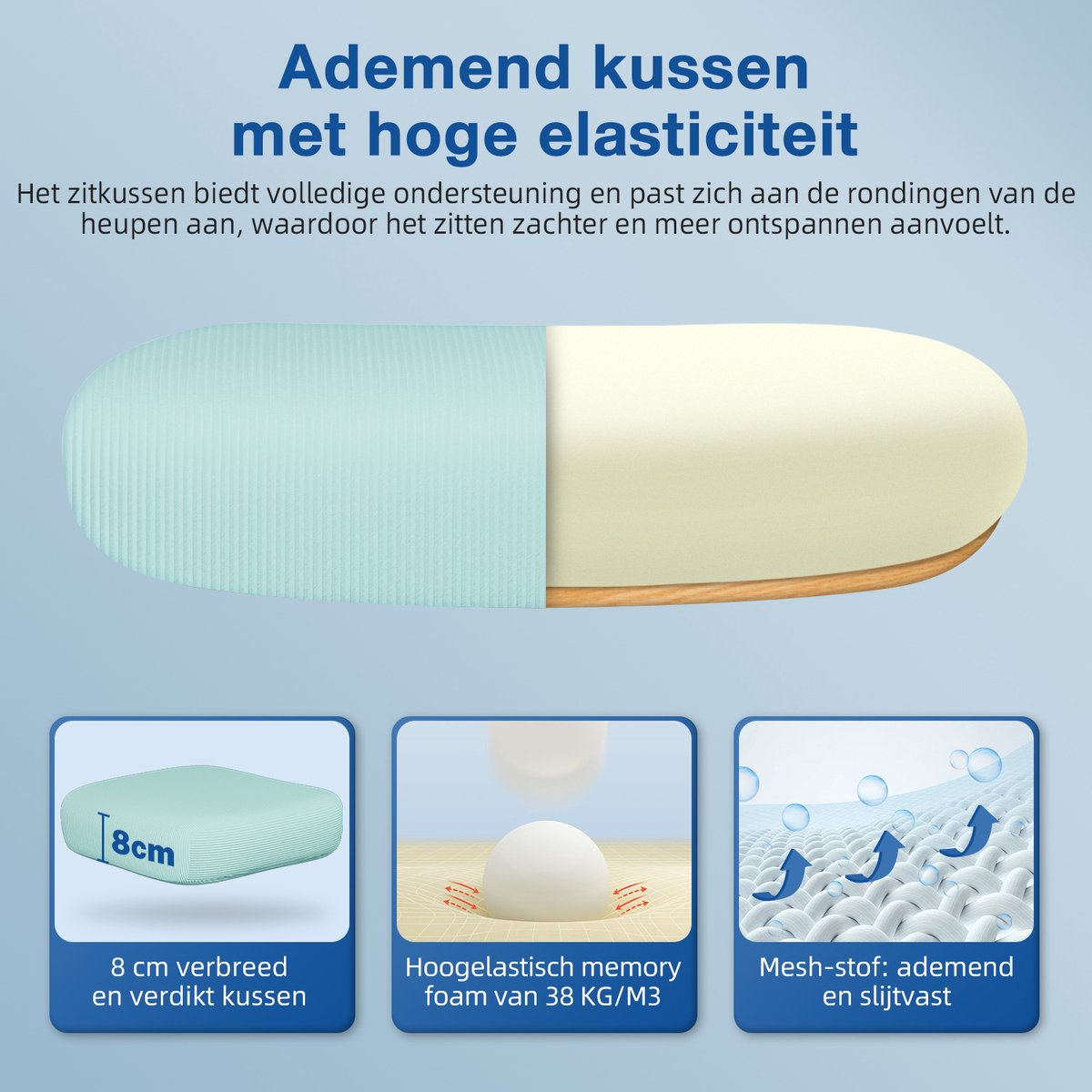 Elekiatech Ergonomische Bureaustoel - Bureaustoel met Opklapbare Armleuningen - Bureaustoelen voor Volwassenen - 150 Kg - Blauwgroen thumbnail 6