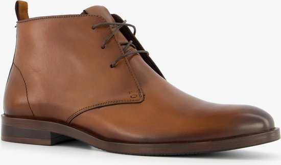 Van Beers chaussures à lacets hautes en cuir pour hommes cognac - Taille 40